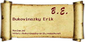 Bukovinszky Erik névjegykártya